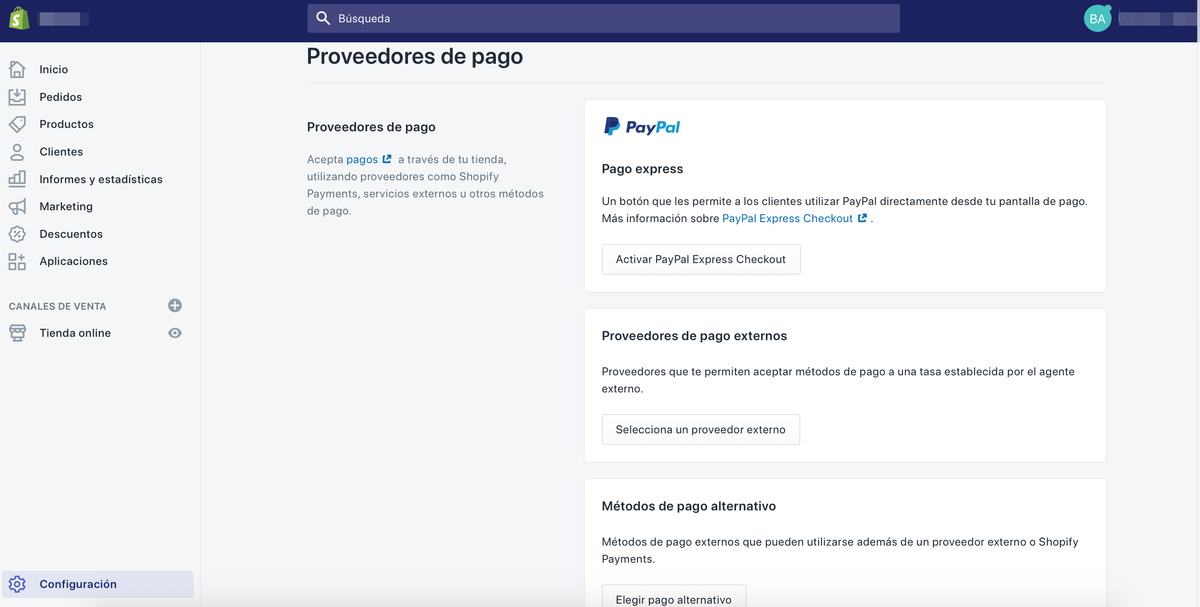 PayPal en Shopify