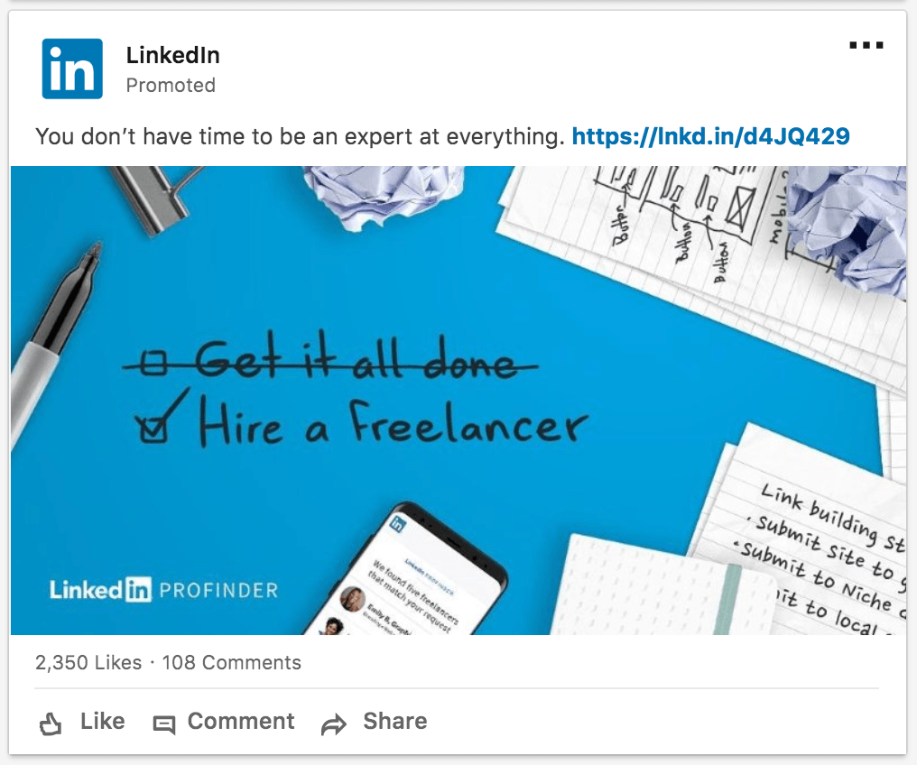 إعلانات LinkedIn المحتوى المدعوم