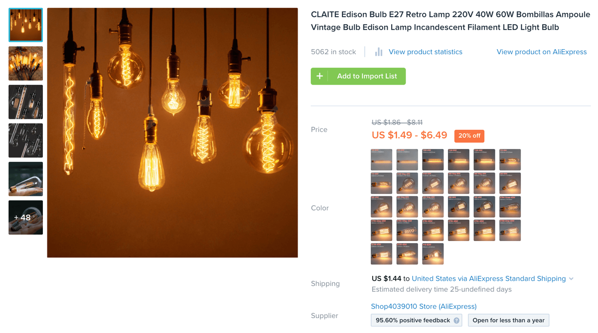 Edison Glühbirne Produkt