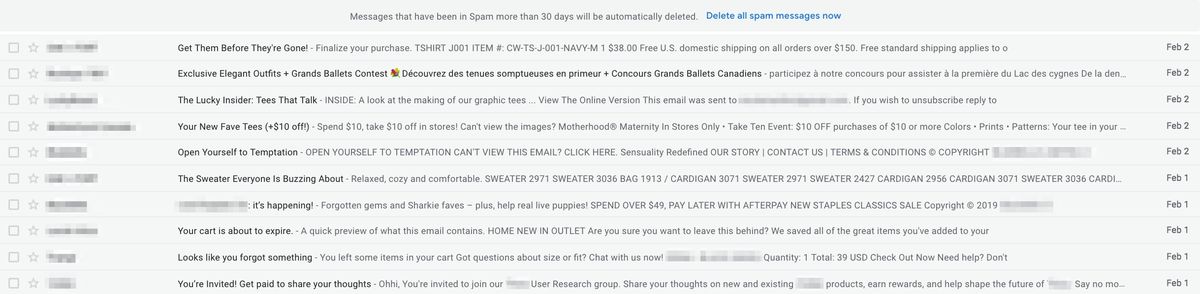 Спам имейли