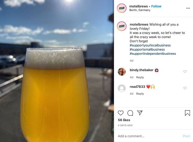 motel bières publication sur les médias sociaux
