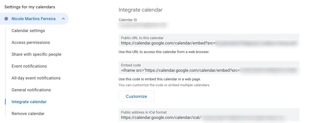 Insertar Google Calendar en el sitio web
