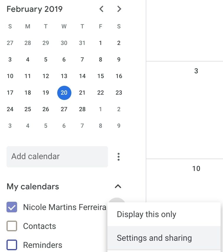 cómo compartir el calendario de google