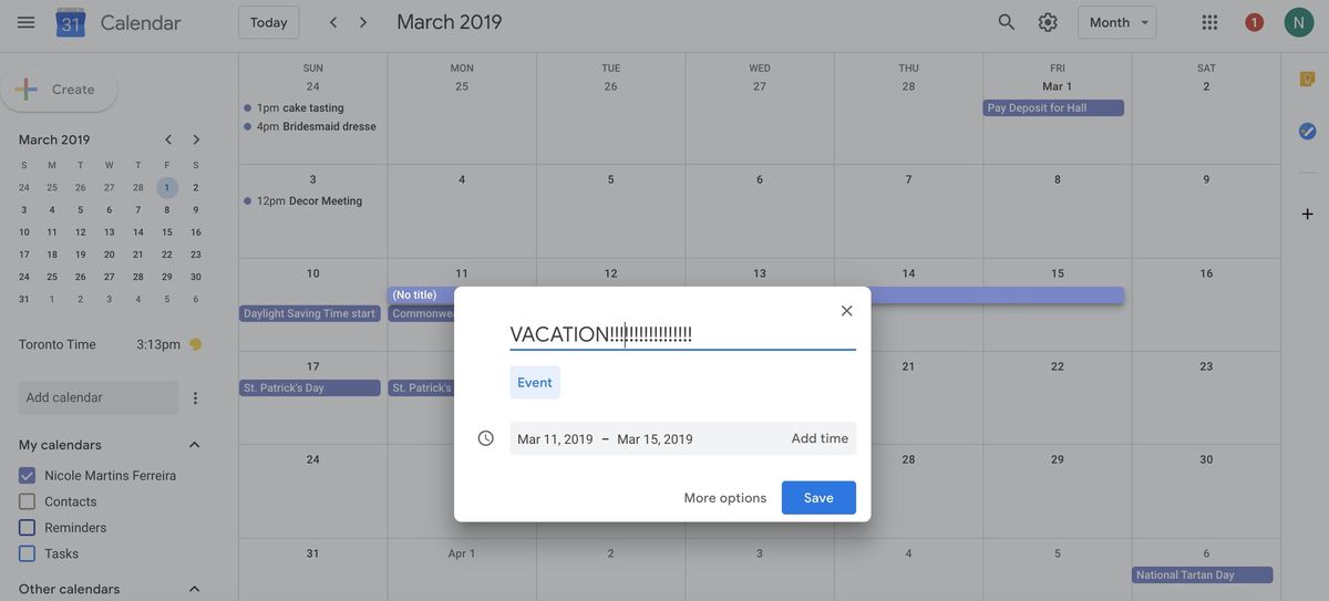 Google-Kalender für Ereignisse per Drag & Drop