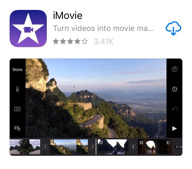 Aplicația de editare video iMovie
