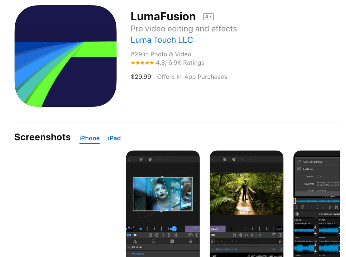 LumaFusion mobiele video-editor