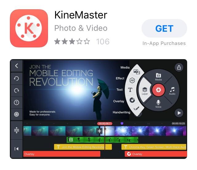 KineMaster video rediģēšanas lietotne