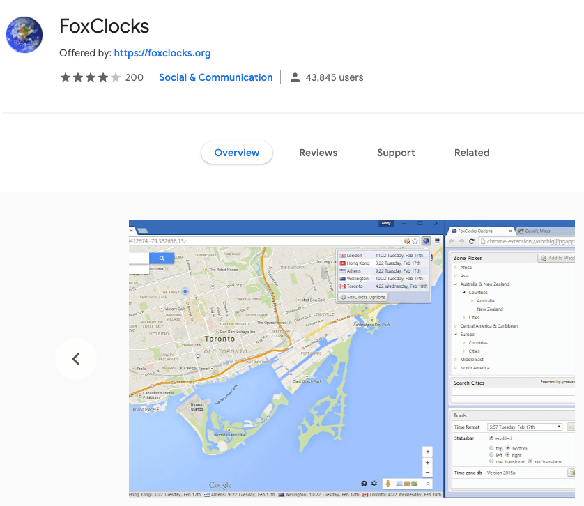 تطبيق FoxClocks Chrome