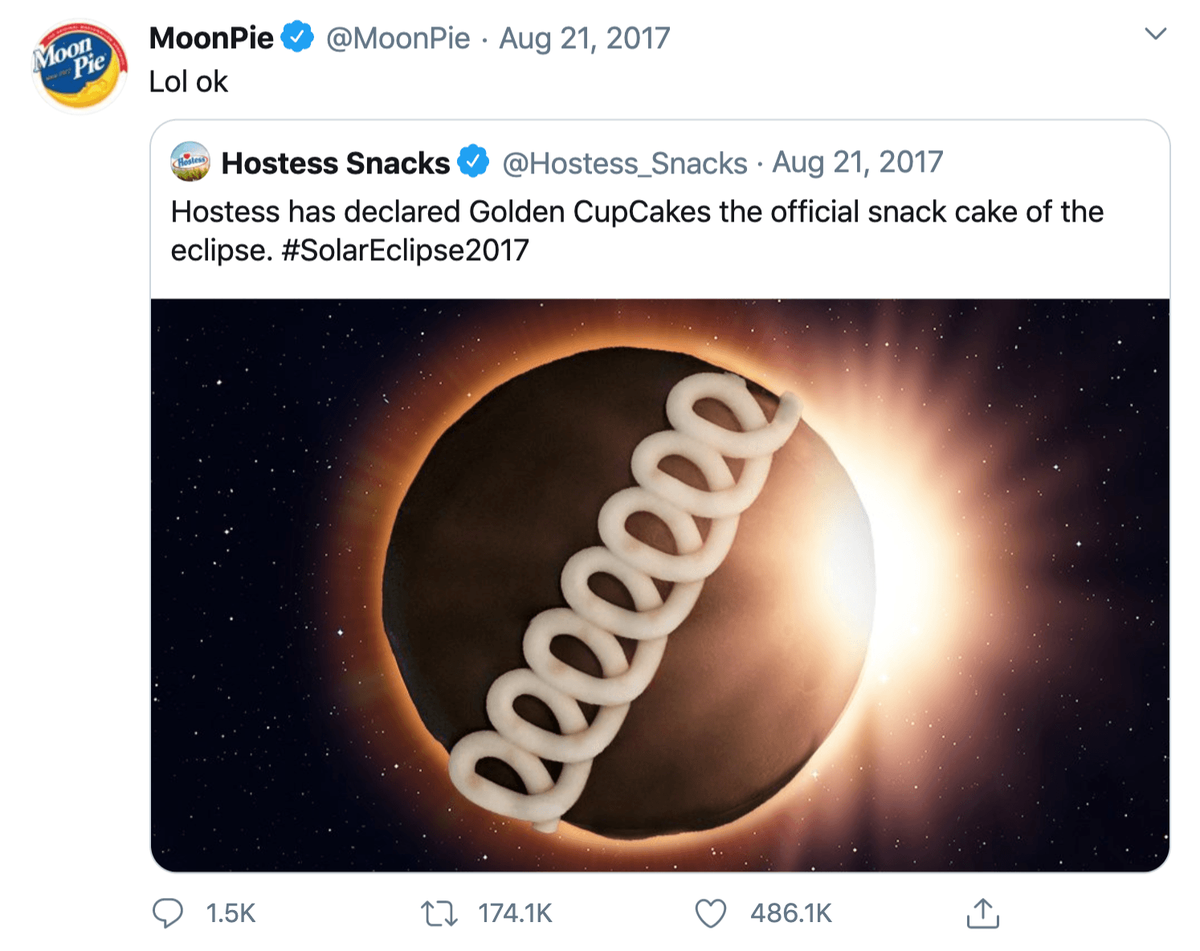 Campaña de redes sociales MoonPie Tweet