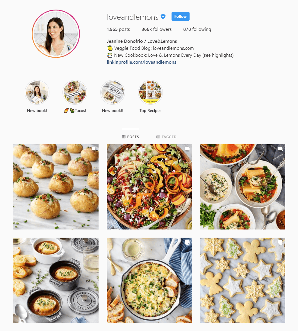 Screenshot des Instagram Influencers Love and Lemons
