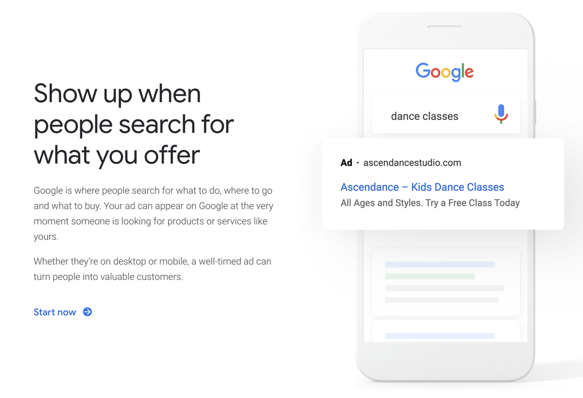 намерение за търсене на реклами в Google