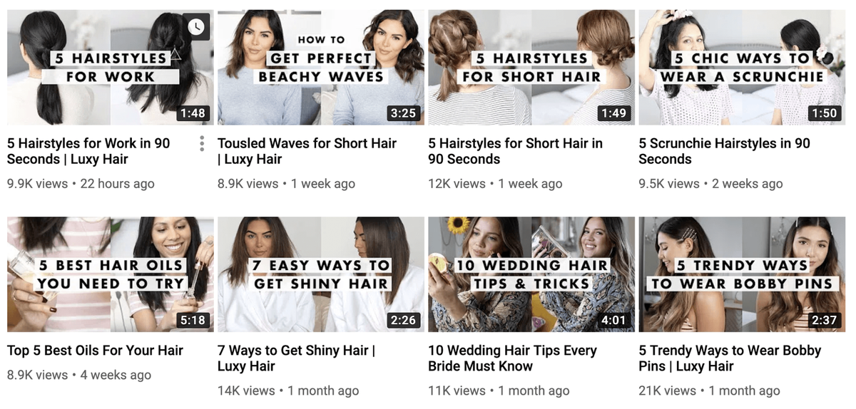 „Luxy Hair“ vaizdo įrašų rinkodara