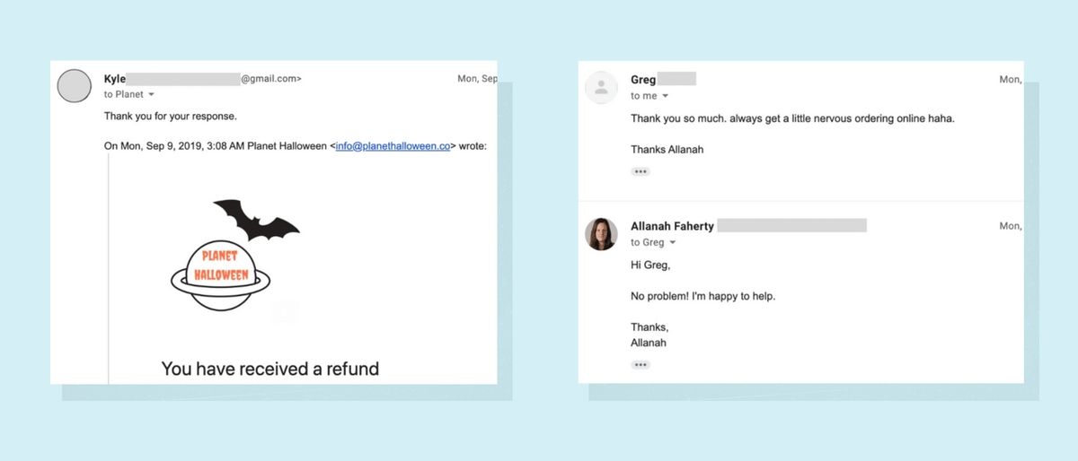 Captura de pantalla de les respostes feliços dels clients