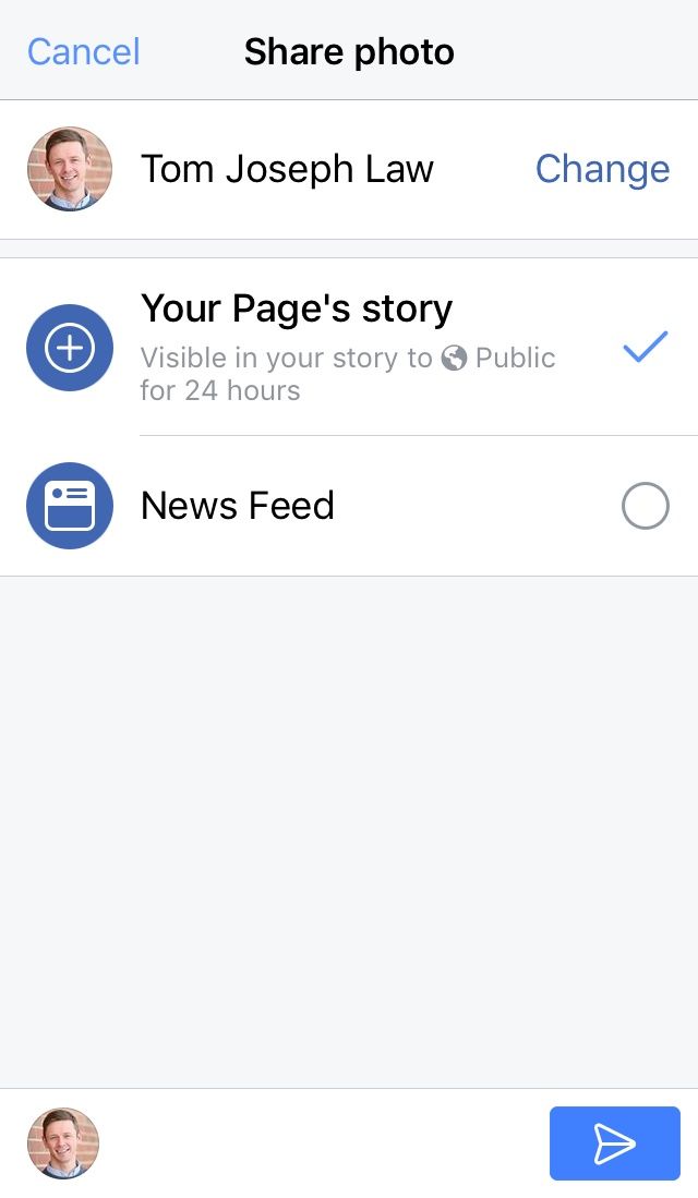 שיתוף סיפור בפייסבוק
