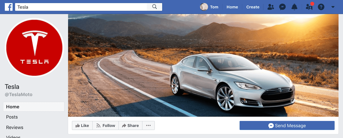 Strona Tesla na Facebooku
