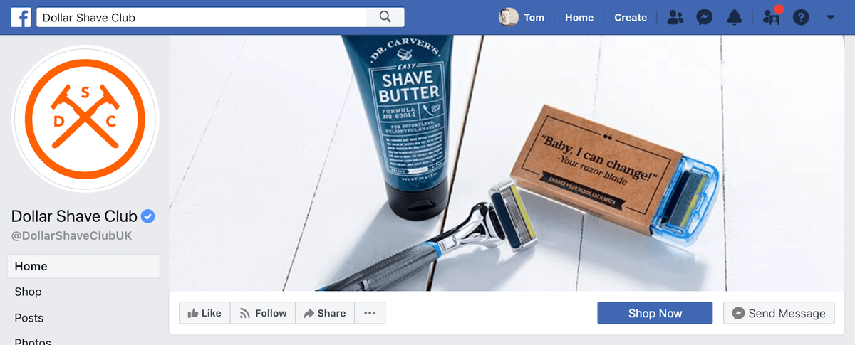 „Dollar Shave Club“ „Facebook“ viršelio nuotrauka