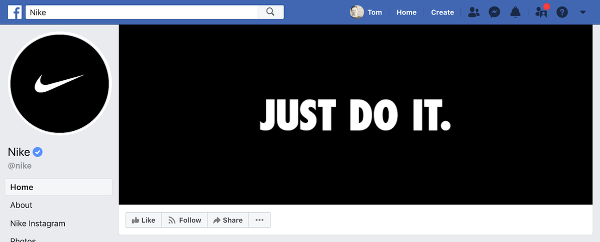 Strona Nike na Facebooku
