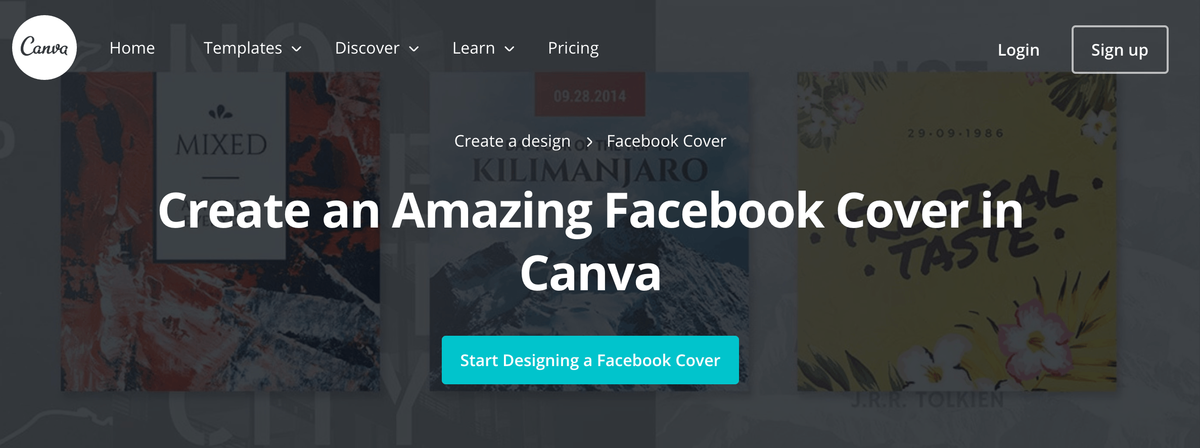 Plantilla y creador de fotos de portada de Facebook de Canva