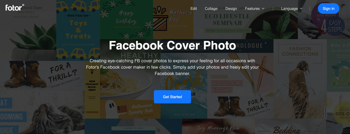 „Fotor“ „Facebook“ viršelio nuotraukų kūrėjas ir šablonas