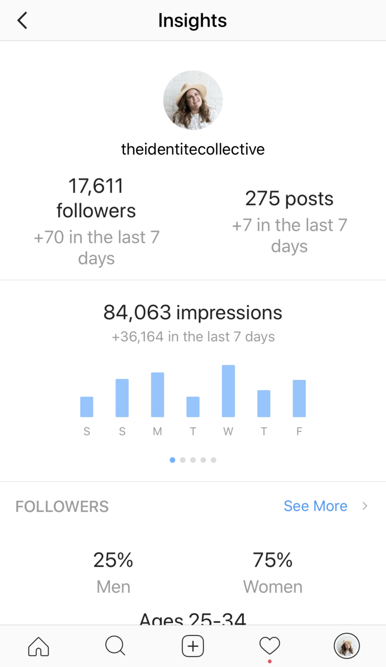 Estadístiques del perfil d’Instagram