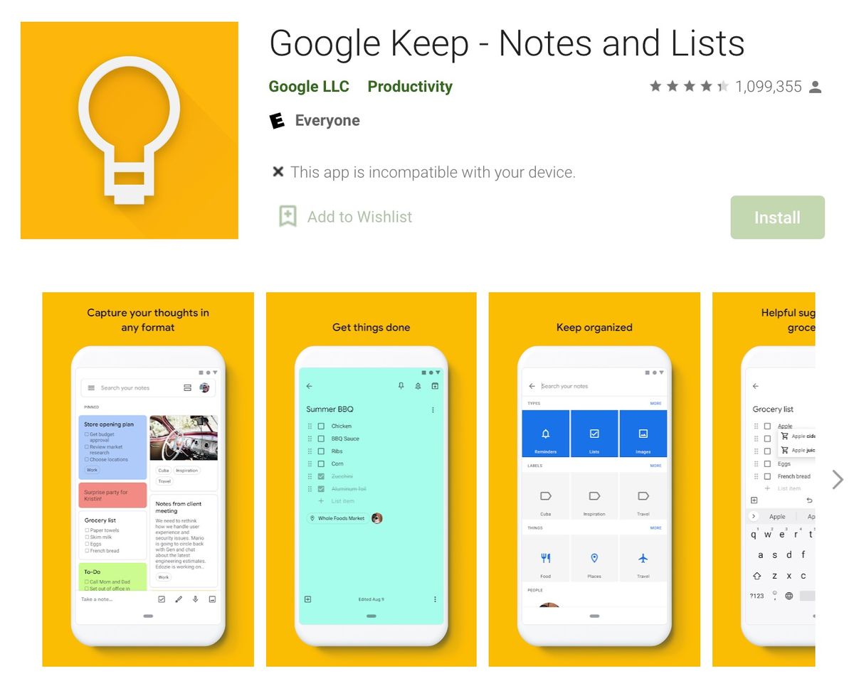 Notes i llista de Google Keep