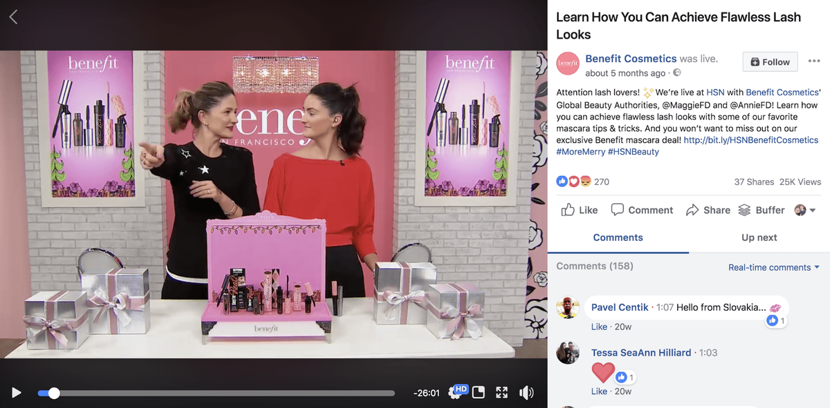 Benefici Cosmetics Facebook Live