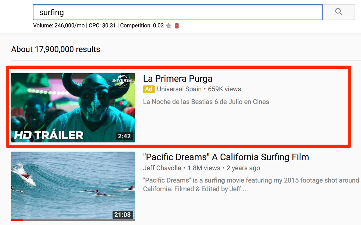 TrueView Discovery YouTube-annonce