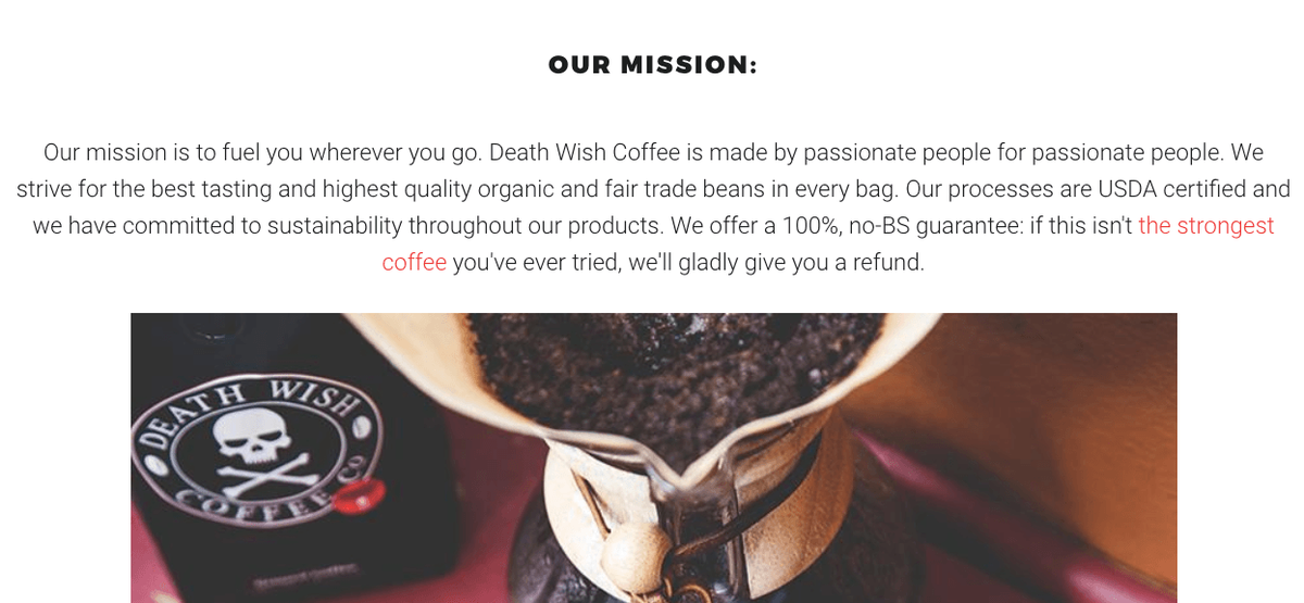 Declaración de la misión de Death Wish Coffee