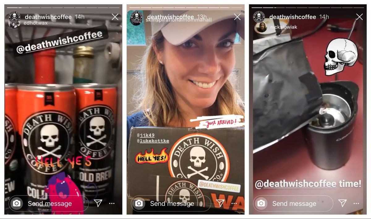 Death Wish Coffee Instagram Story Design piemērs