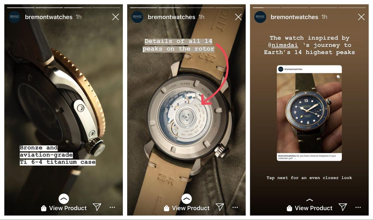 Bremont Instagram कहानी डिजाइन उदाहरण