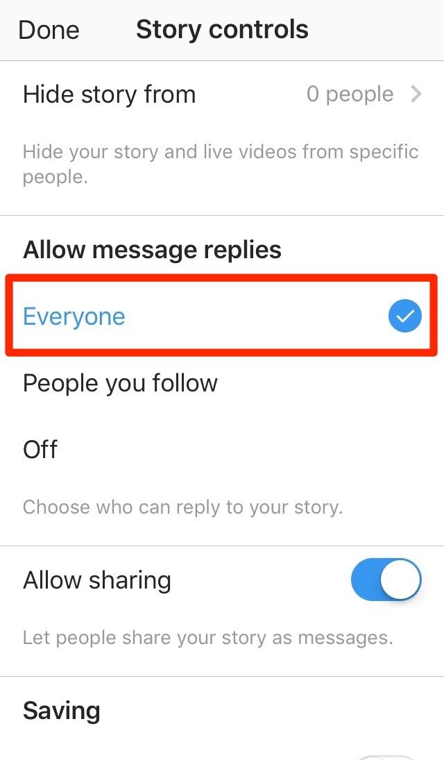 Missatges d’històries d’Instagram