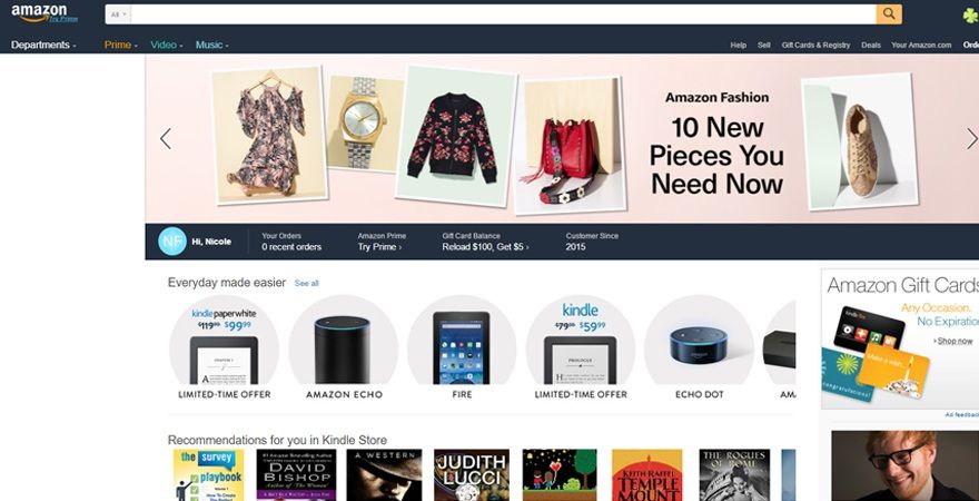 Популярни уебсайтове за електронна търговия - Amazon