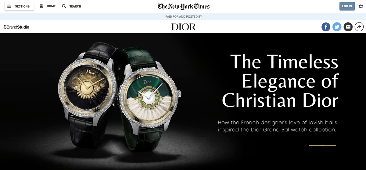 Natívna reklama Dior