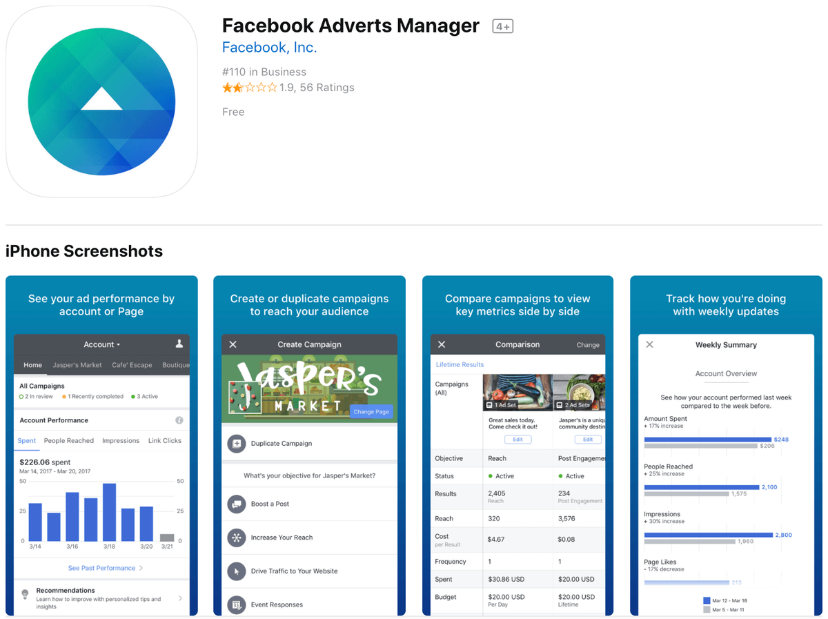 मार्केटिंग ऐप्स फेसबुक विज्ञापन प्रबंधक