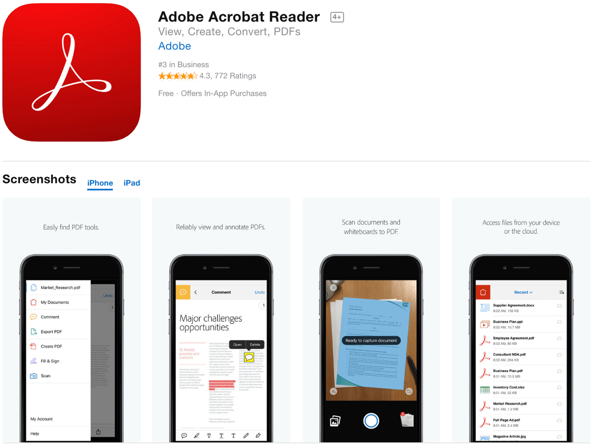 تطبيقات التسويق Adobe Acrobat Reader