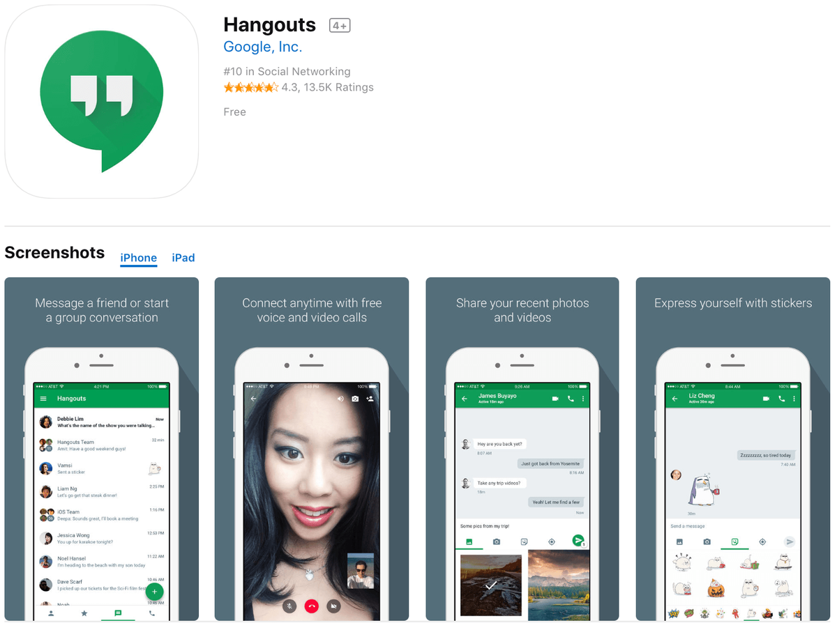 تطبيقات التسويق Hangouts