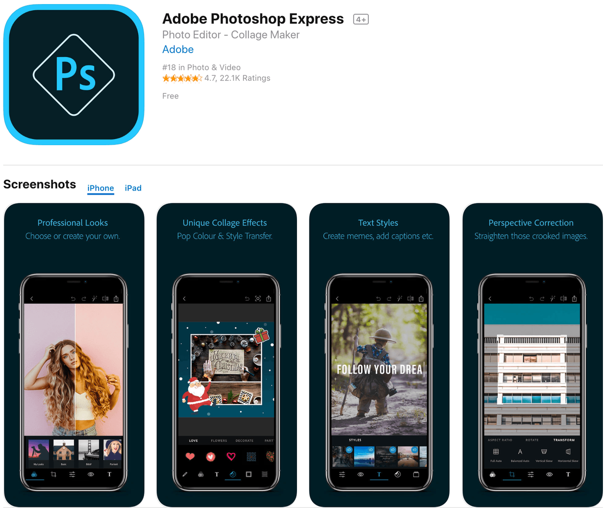 मार्केटिंग एप्स फोटोशॉप एक्सप्रेस