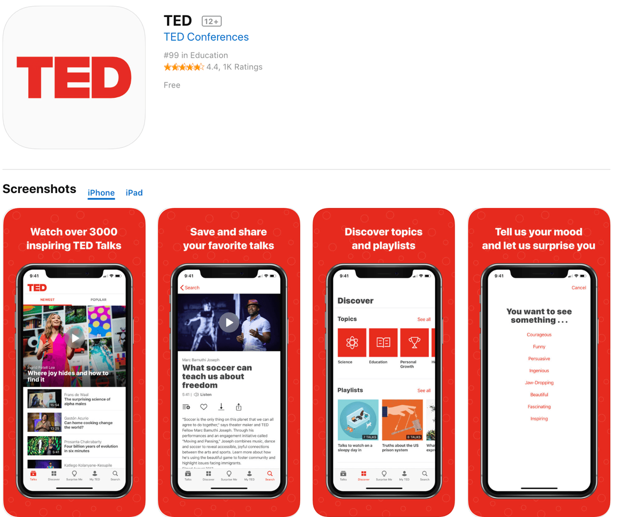 Applications marketing TED