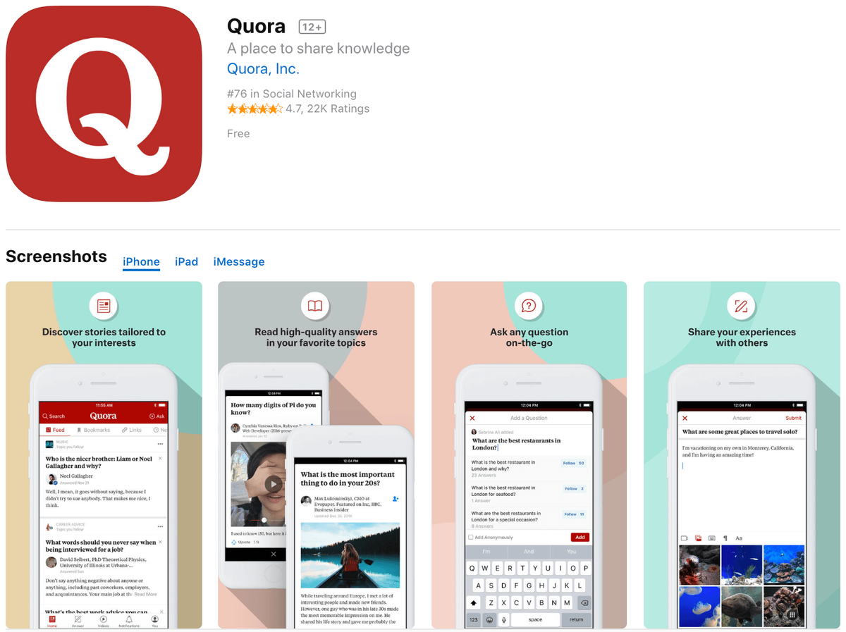 Marketinške aplikacije Quora