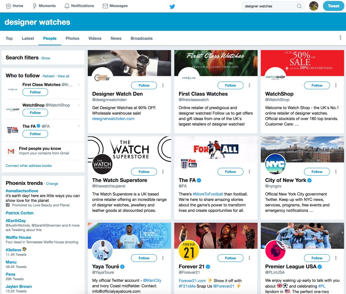 rellotges de disseny: augmenten els seguidors de Twitter