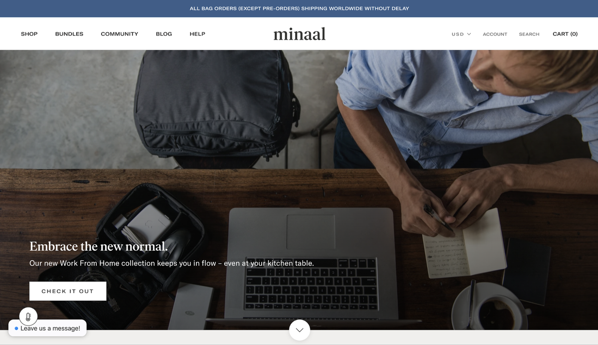 Beispiel für eine Website für kleine Unternehmen: Minaal