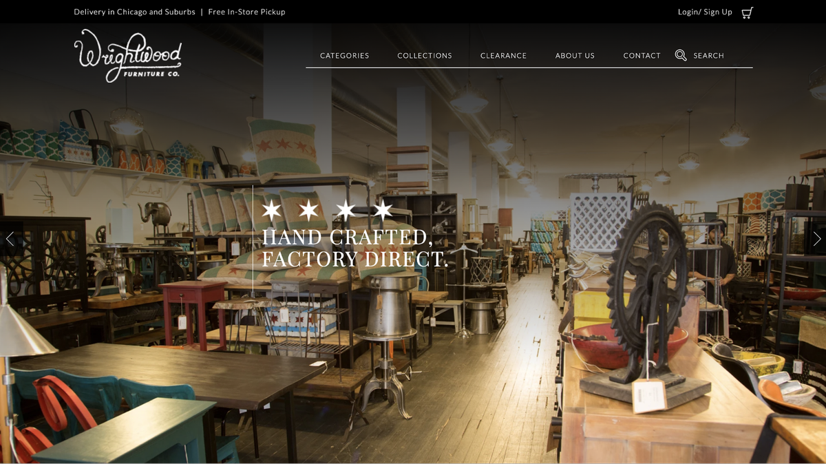 Beispiel für eine Website für kleine Unternehmen: Wrightwood Furniture