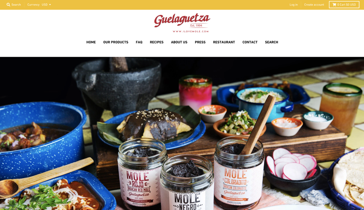 Primjer web stranice za male tvrtke: Guelaguetza