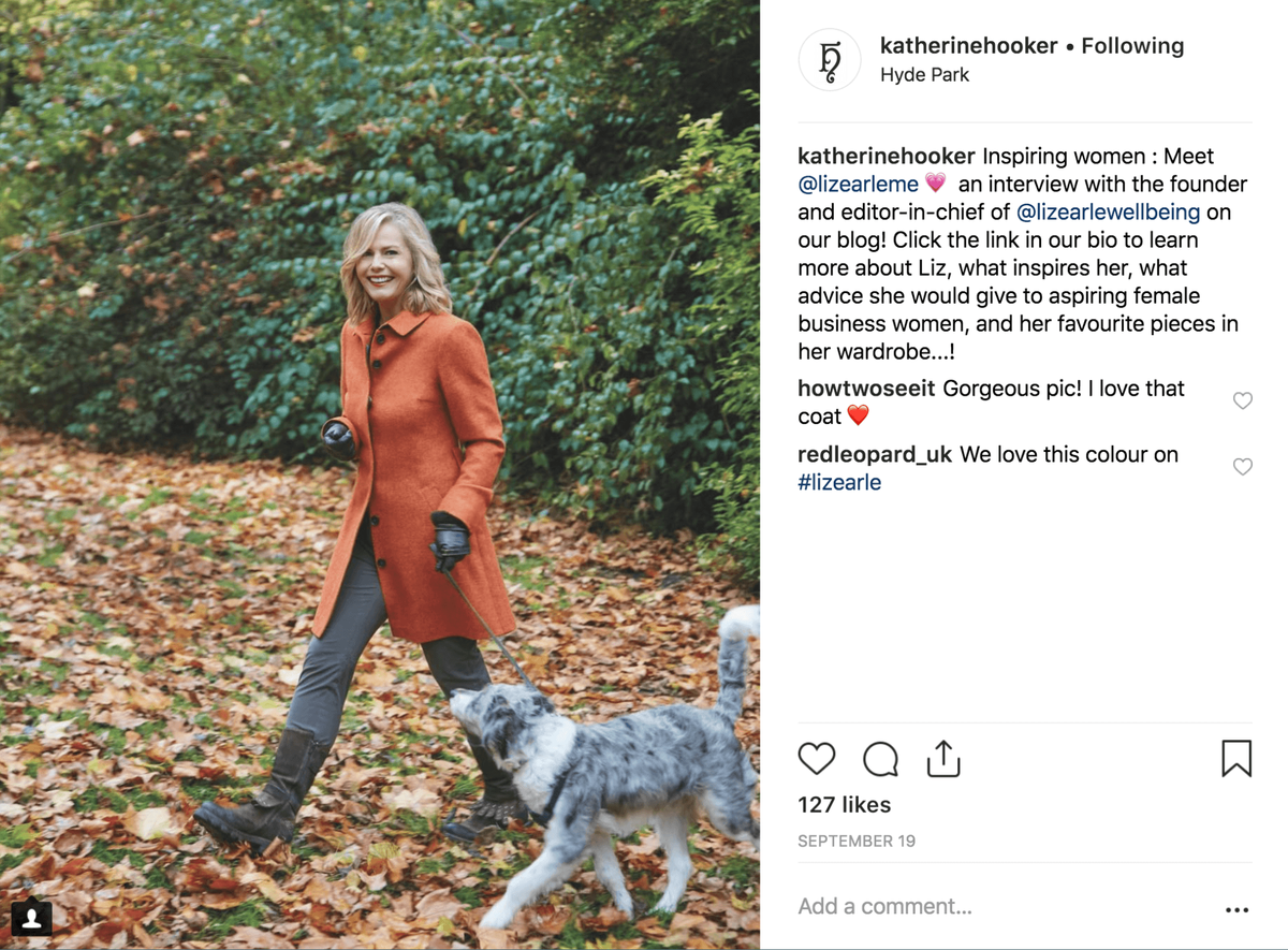 Publicación de Instagram de Katherine Hooker