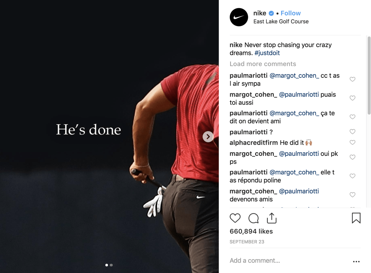 Nike Instagrami postitus
