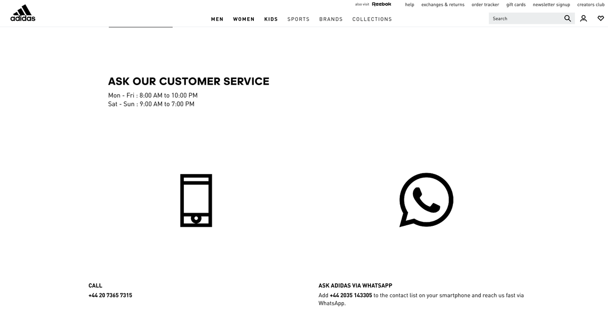 Adidas WhatsApp Kundenservice