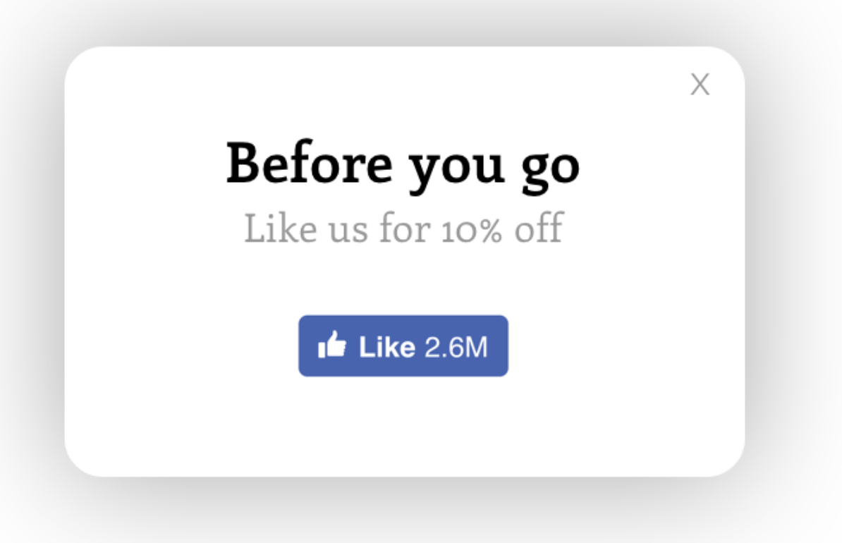 facebook le gusta la aplicación emergente