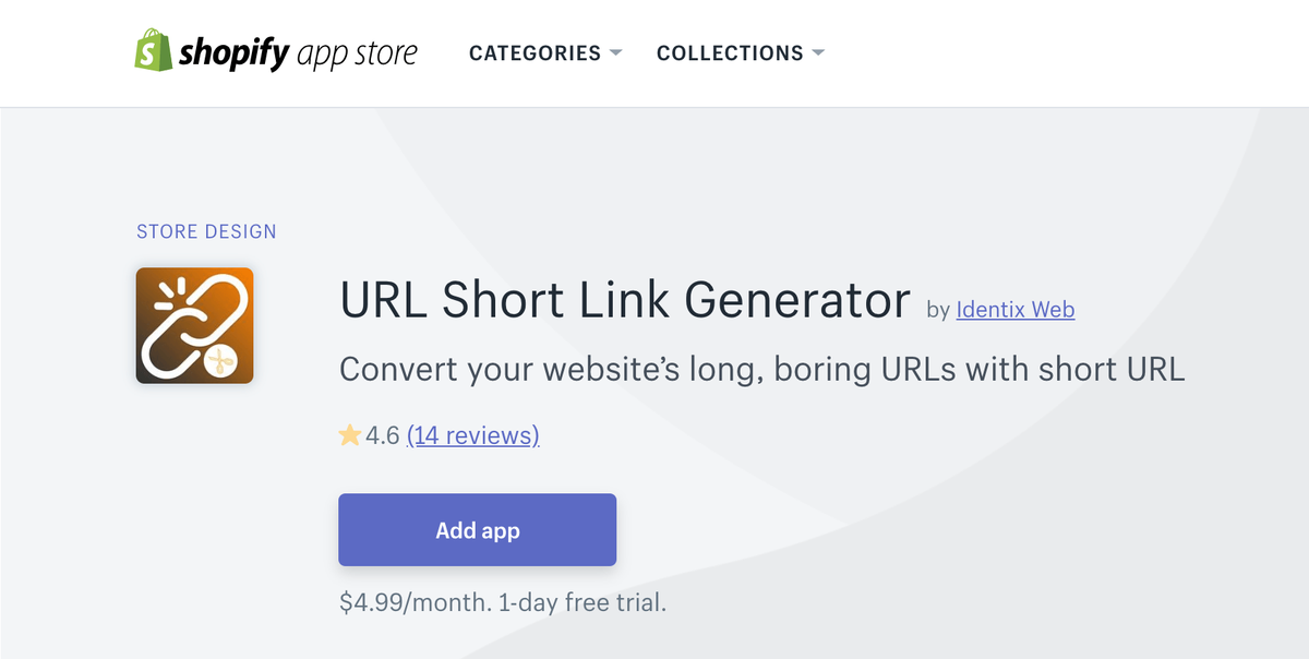 Generador de enlaces cortos de URL de Shopify