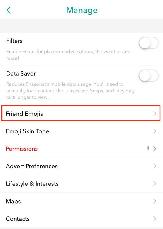 personalizar el emoji de los amigos de Snapchat