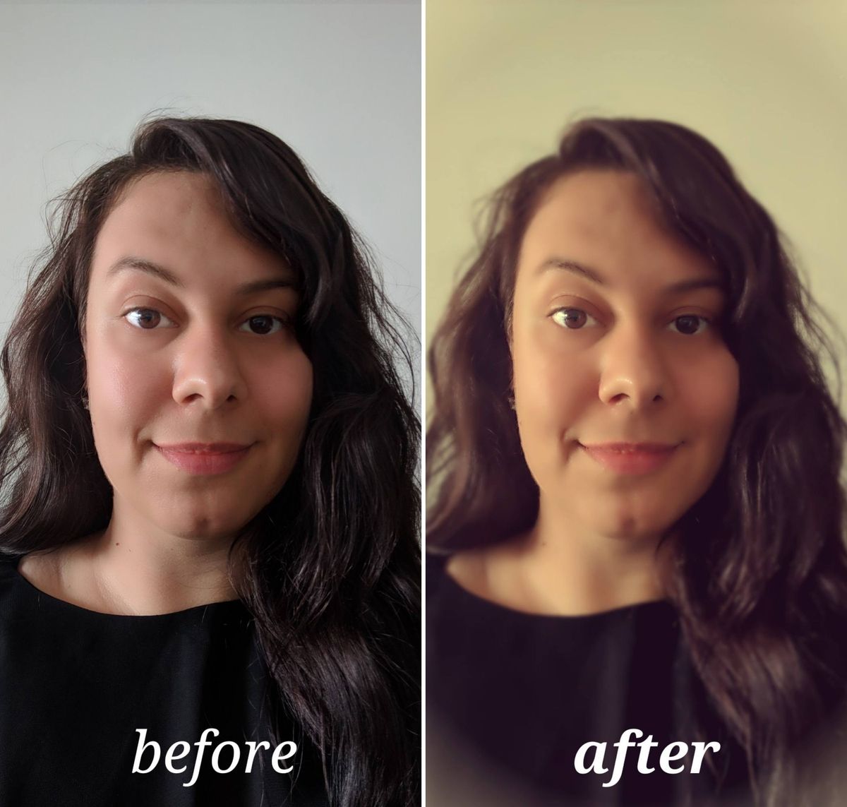 Pixlr vor und nach der Bearbeitung